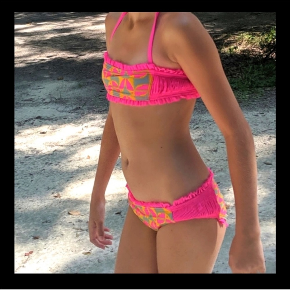 Little Marc Jacobs 2 PC Girls' Ruffle Swim Top Bikini Bottoms size 10